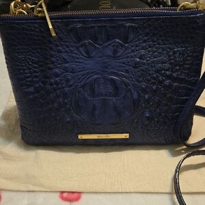 Brahmin Navy Croc-Embossed Leather Crossbody